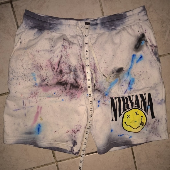New galaxy swirl tye die one of one NIRVANA designer StreetWear shorts - Picture 5 of 16